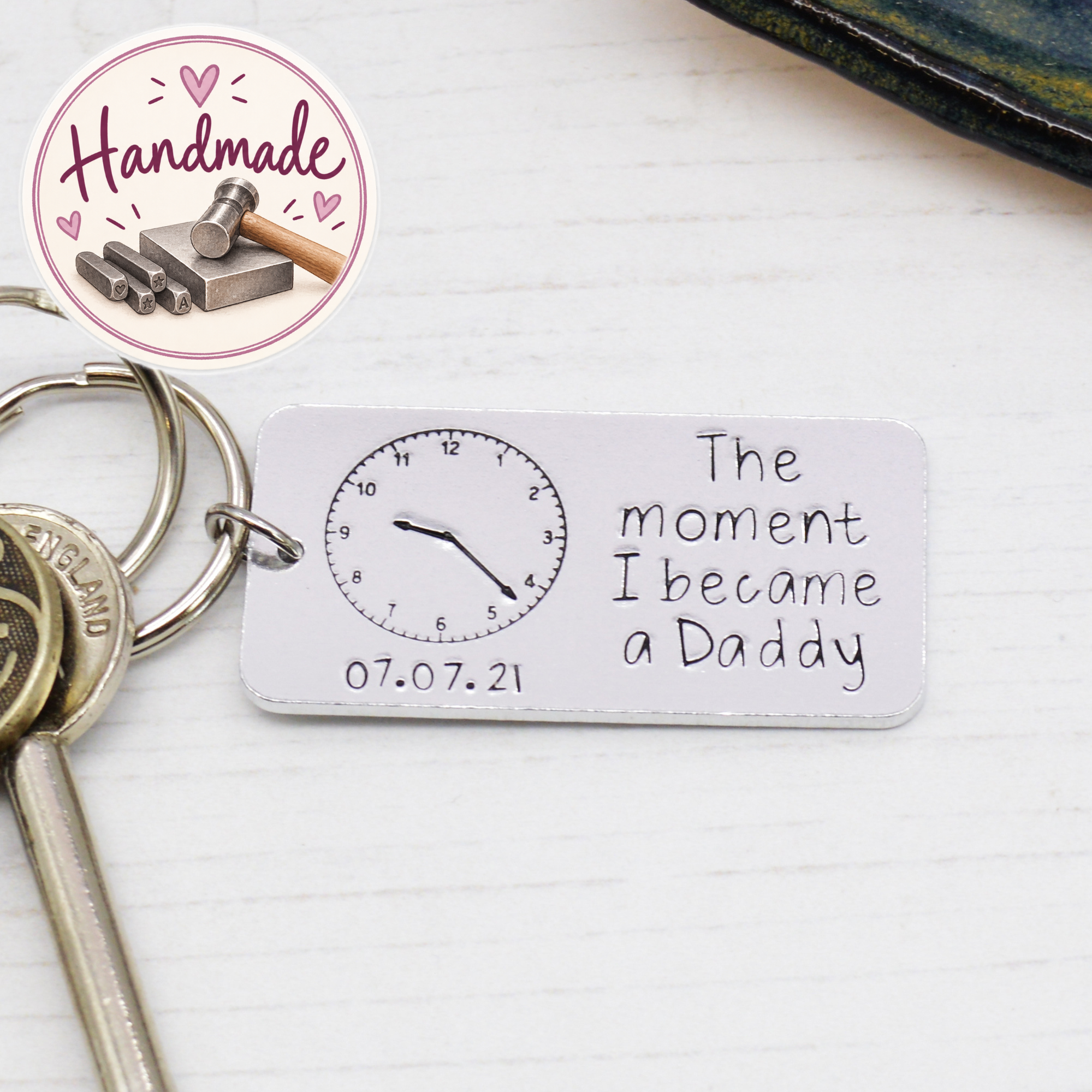 Stamped With Love - The moment I became a Daddy personalised Keyring