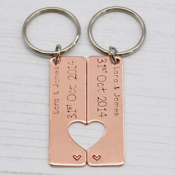 Stamped With Love - Copper 7th Anniversary Keyrings