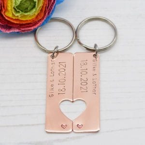 Stamped With Love - Copper 7th Anniversary Keyrings