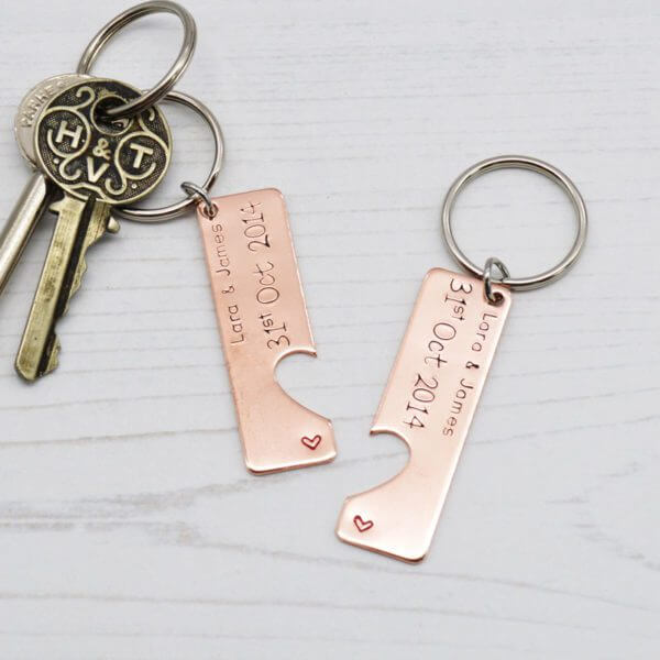 Stamped With Love - Copper 7th Anniversary Keyrings