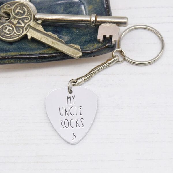 Stamped With Love - My Uncle Rocks Plectrum Keyring