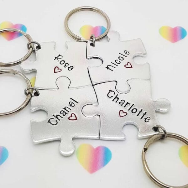 Stamped With Love - Personalised Friendship Jigsaw Keyrings