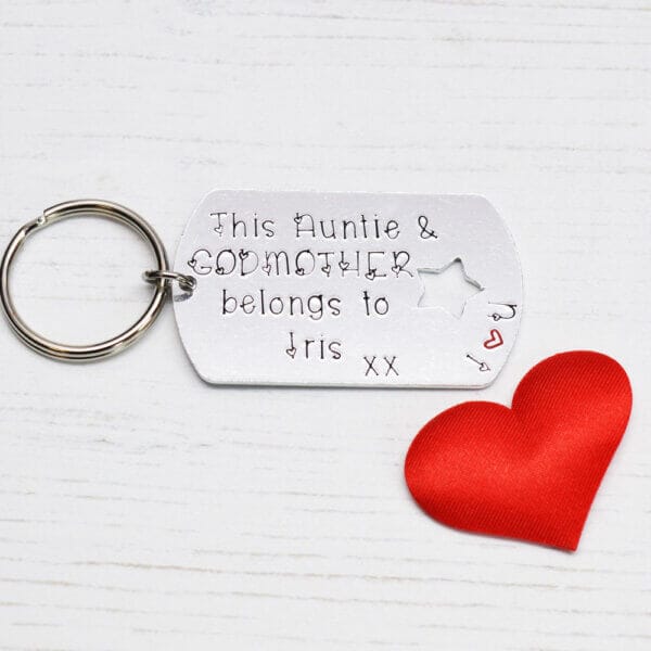 Stamped With Love - Auntie and Godmother belongs to personalised Keyring