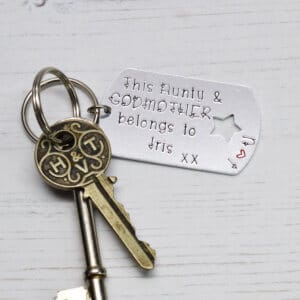 Stamped With Love - Auntie and Godmother belongs to personalised Keyring
