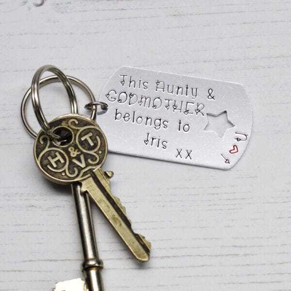Stamped With Love - Auntie and Godmother belongs to personalised Keyring