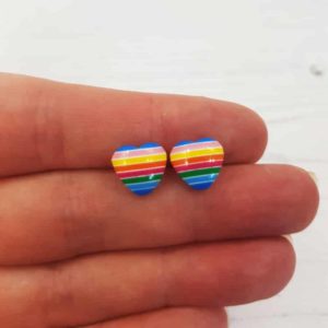 Stamped With Love - Rainbow Heart Earrings