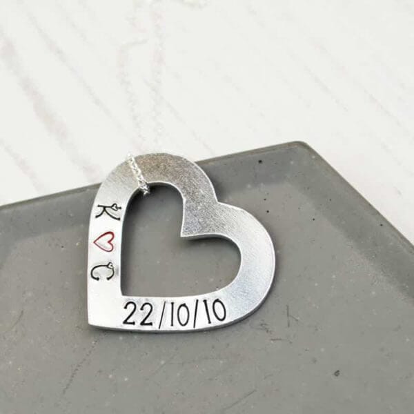 Stamped With Love - Personalised Open Heart Necklace