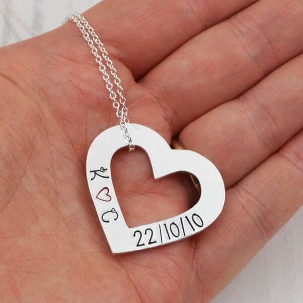 Stamped With Love - Personalised Open Heart Necklace