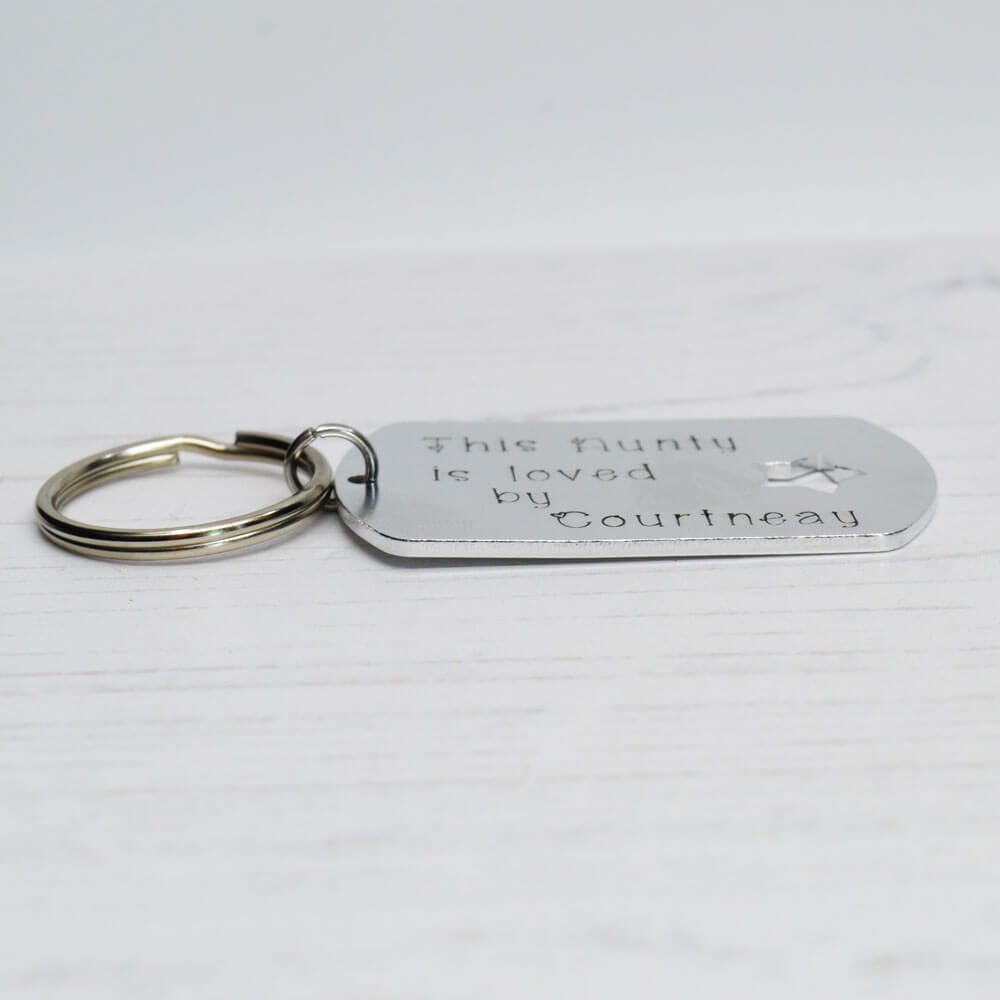 Stamped With Love - Aunty is loved by personalised keyring