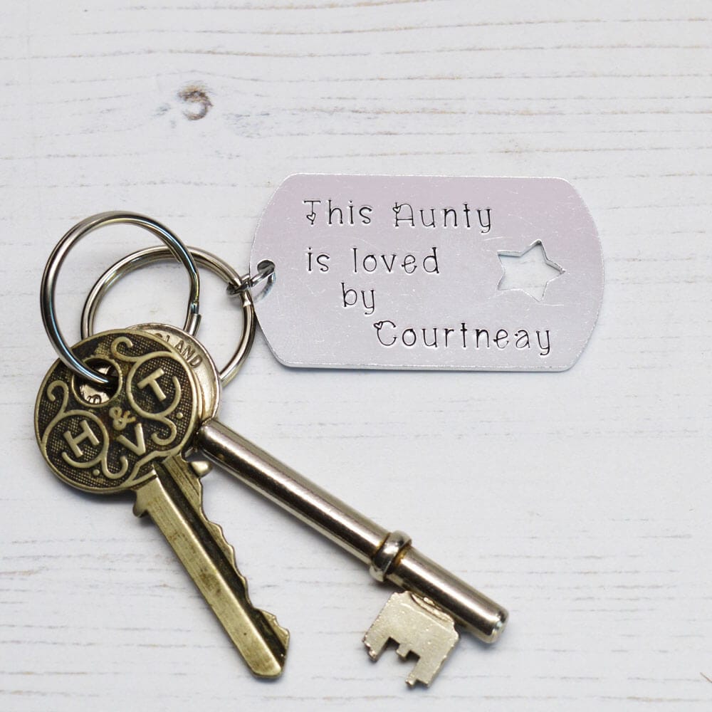 Stamped With Love - Aunty is loved by personalised keyring