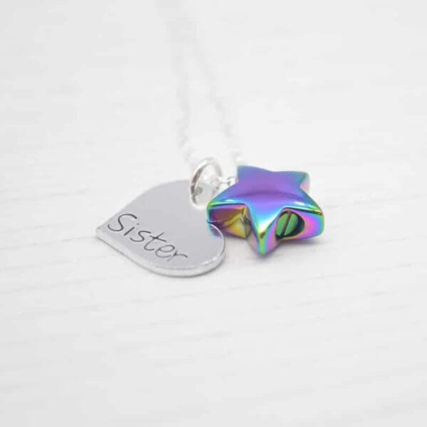 Stamped With Love - Rainbow Memorial Star with Personalised Heart