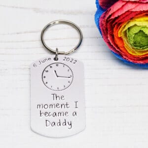 Stamped With Love - The moment I became a Daddy Personalised Keyring