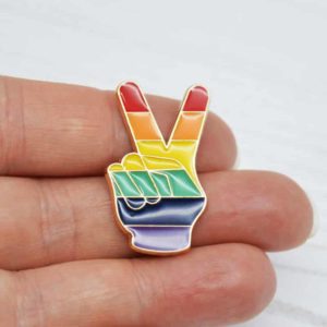 Stamped With Love - Rainbow Peace Sign Enamel Pin