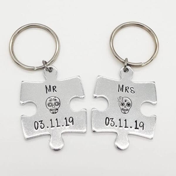 Stamped With Love - Sugar Skull Jigsaw Pieces Keyrings
