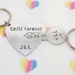 Until Forever Heart and Key Keyring