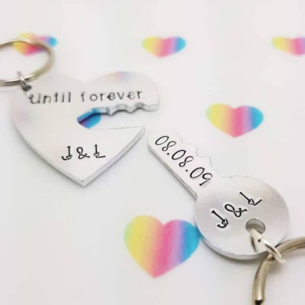 Stamped With Love - Until Forever Heart and Key Keyring