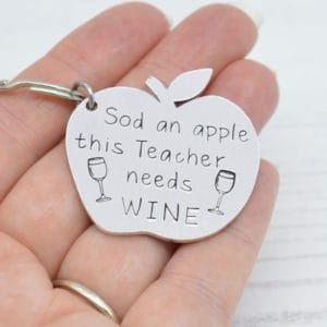 Stamped With Love - This Teacher needs Wine Keyring