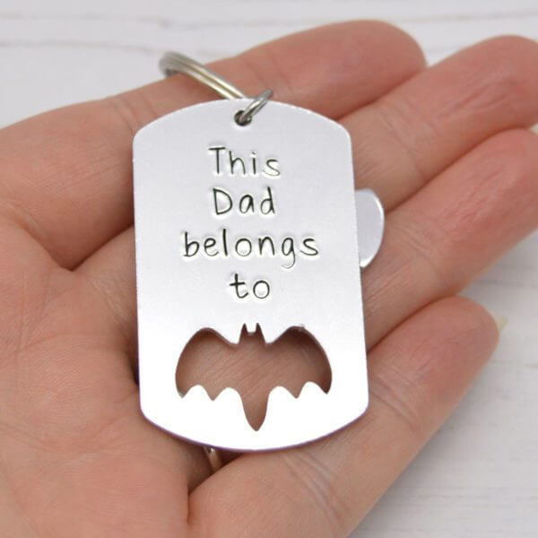 Stamped With Love - Dad Belongs to Bat Keyring