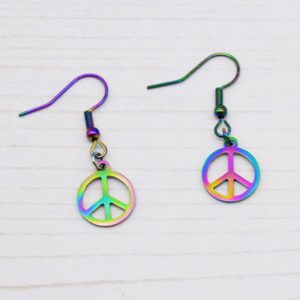 Stamped With Love - Rainbow Peace Sign Earrings