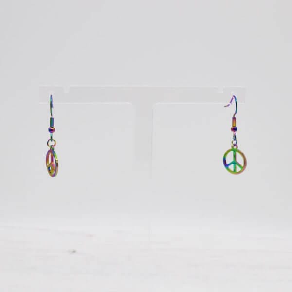 Stamped With Love - Rainbow Peace Sign Earrings