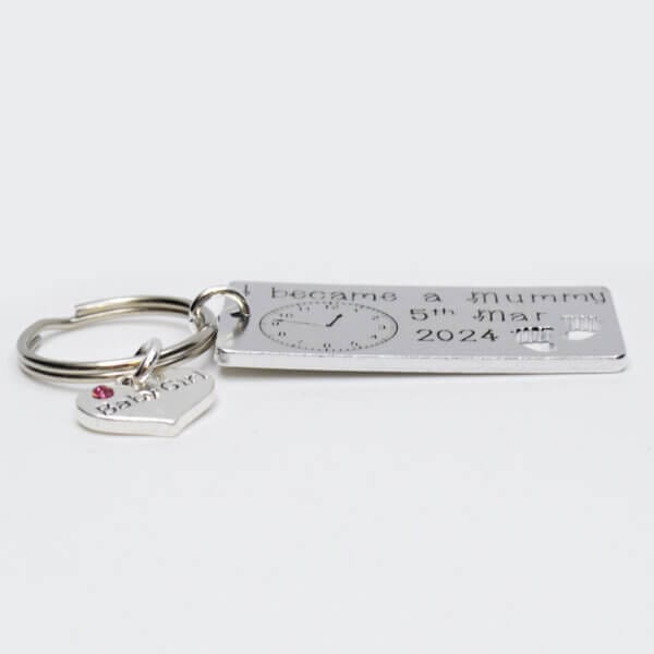 Stamped With Love - Personalised Moment I became a Mummy with Charm Keyring