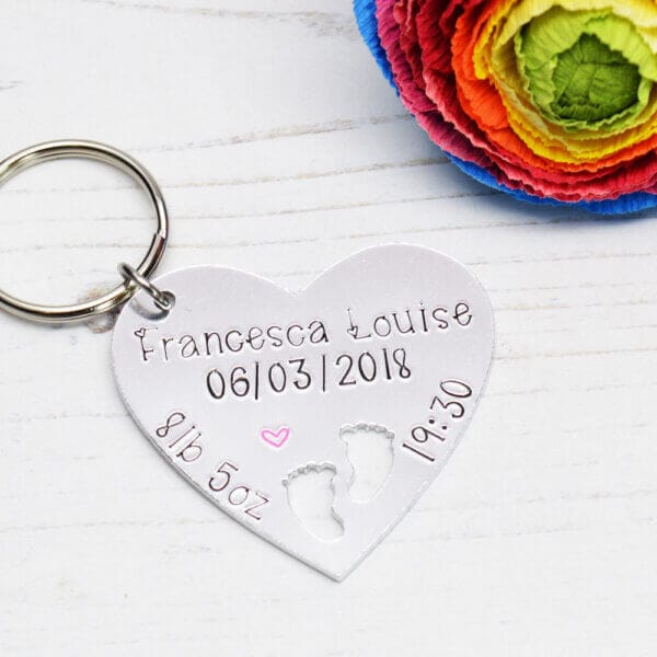 Stamped With Love - New Baby Details Keyring