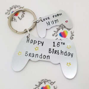 Stamped With Love - Happy 16th Birthday Gamer Keyring