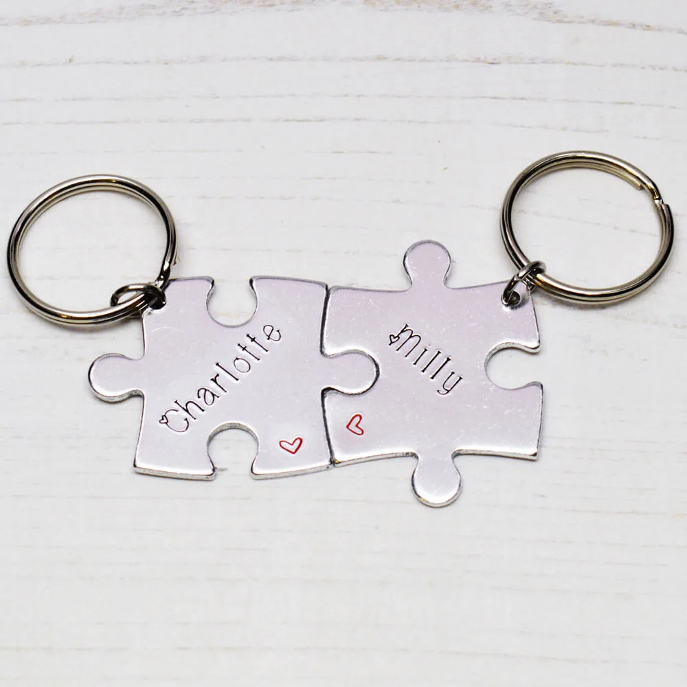 Friendship Jigsaw Piece Keyrings Stamped With Love