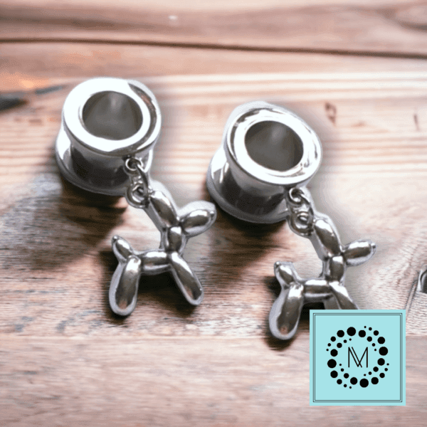Meraki Jewellery - Silver Balloon Dog Tunnel / Stretcher Earrings 10mmMeraki Jewellery - Silver Balloon Dog Tunnel / Stretcher Earrings 10mm