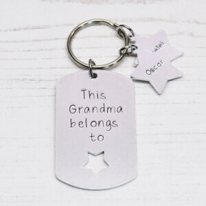 Stamped With Love - Grandma belongs to personalised Star Keyring