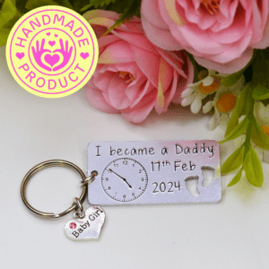 Stamped With Love - The moment I became a Daddy Personalised Keyring