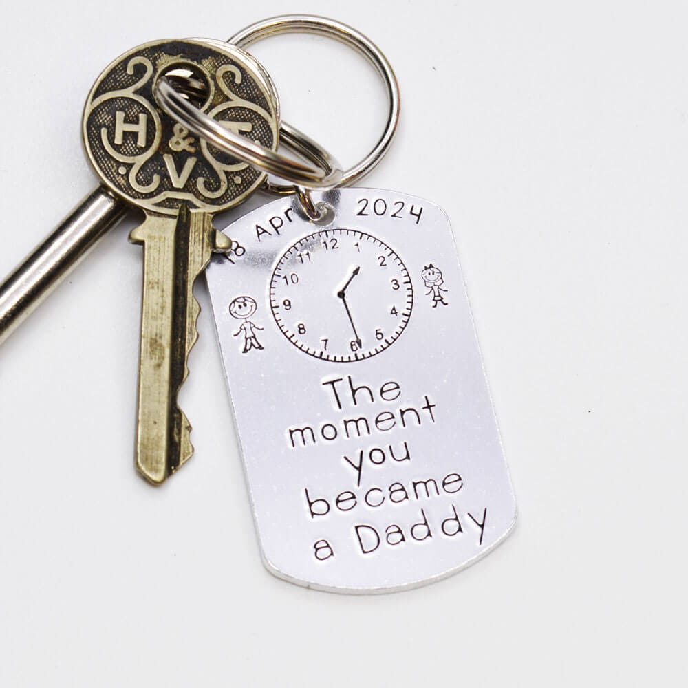 Stamped With Love - Moment you became a Daddy personalised Keyring