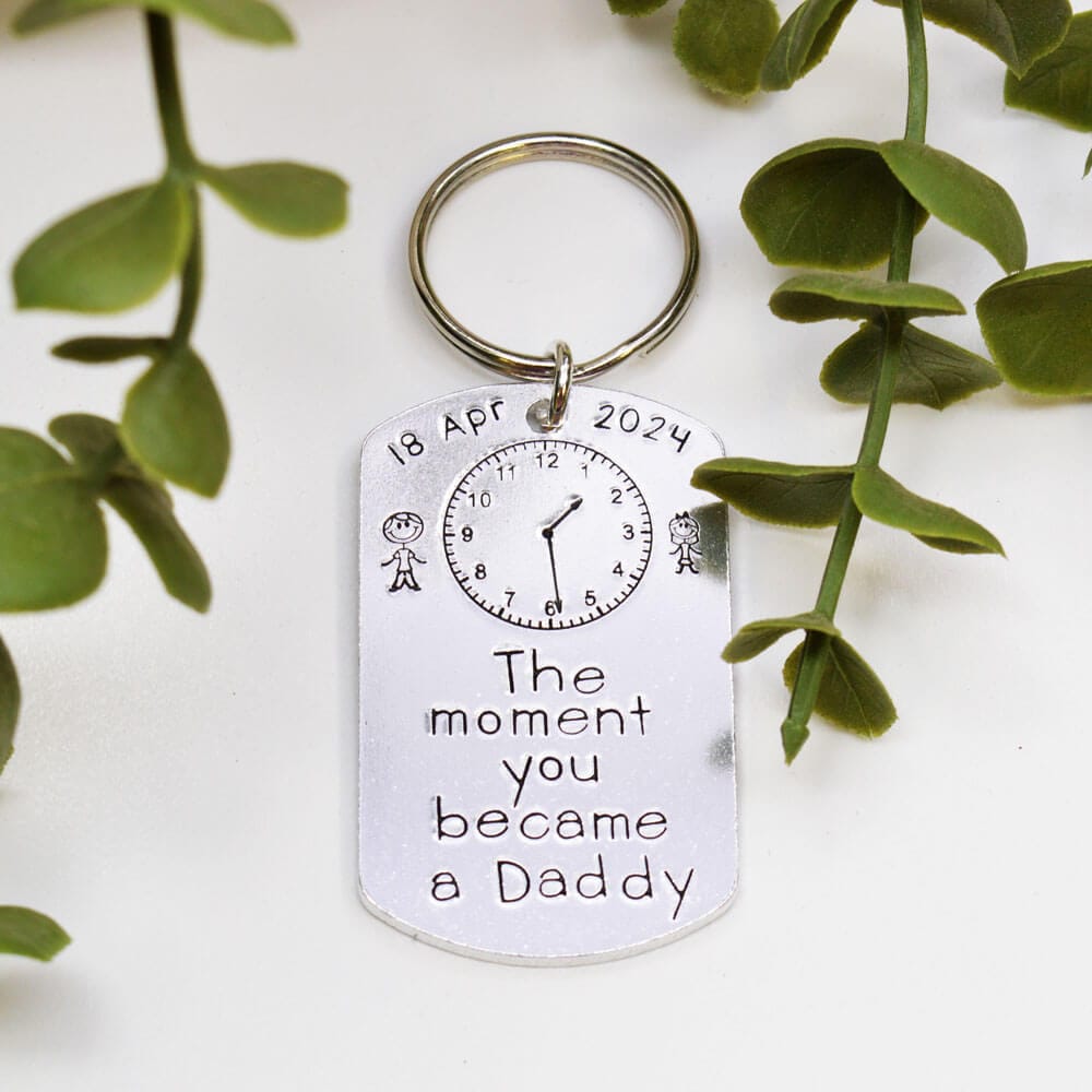 Stamped With Love - Moment you became a Daddy personalised Keyring