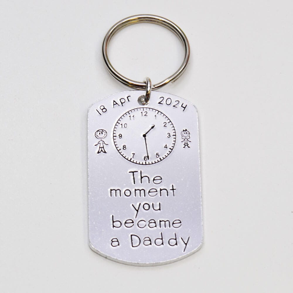 Stamped With Love - Moment you became a Daddy personalised Keyring