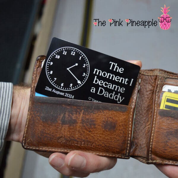 The Pink Pineapple - Moment I became a Daddy Personalised Wallet Card