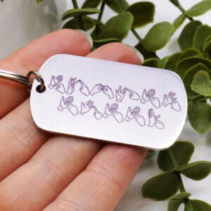The Pink Pineapple - British Sign Language (BSL) personalised keyring