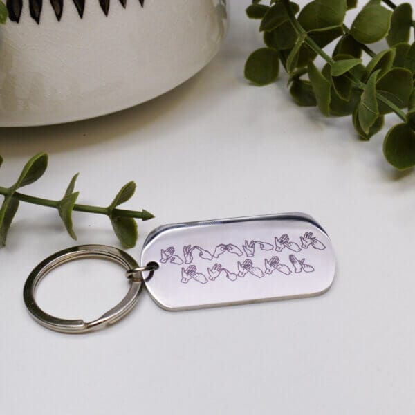 The Pink Pineapple - British Sign Language (BSL) personalised keyring