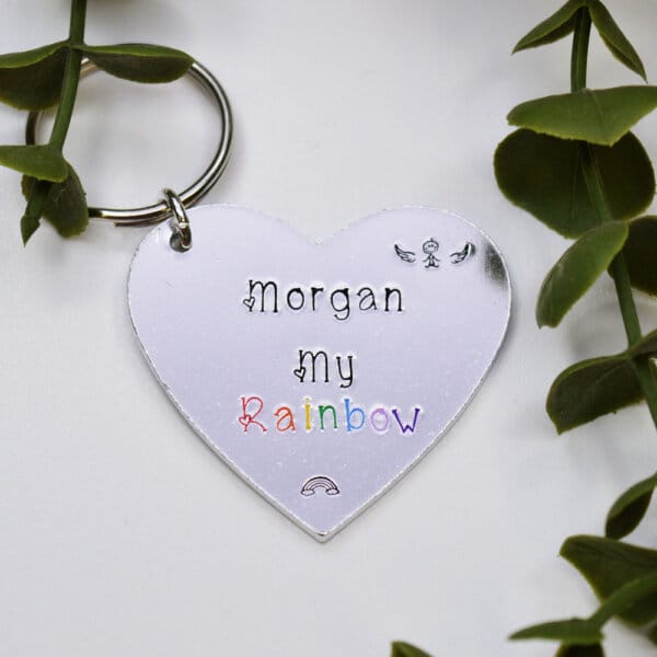 Stamped With Love - Heart-Shaped Rainbow Baby Keyring