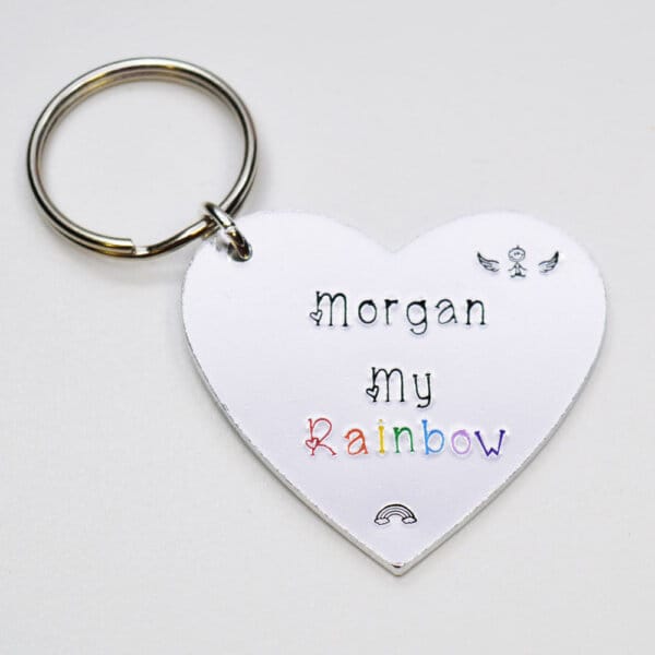 Stamped With Love - Heart-Shaped Rainbow Baby Keyring