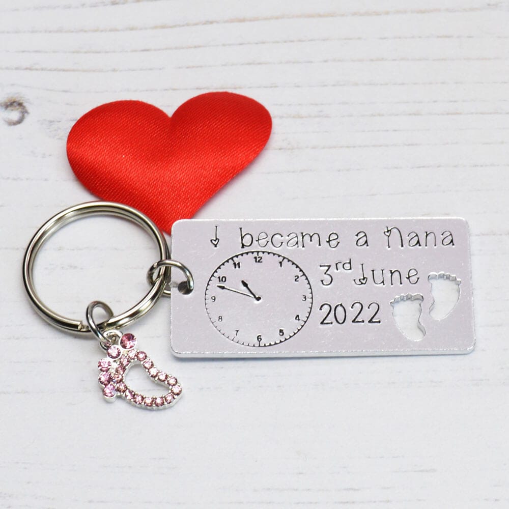 Stamped With Love - I became a Nana personalised Keyring with charm