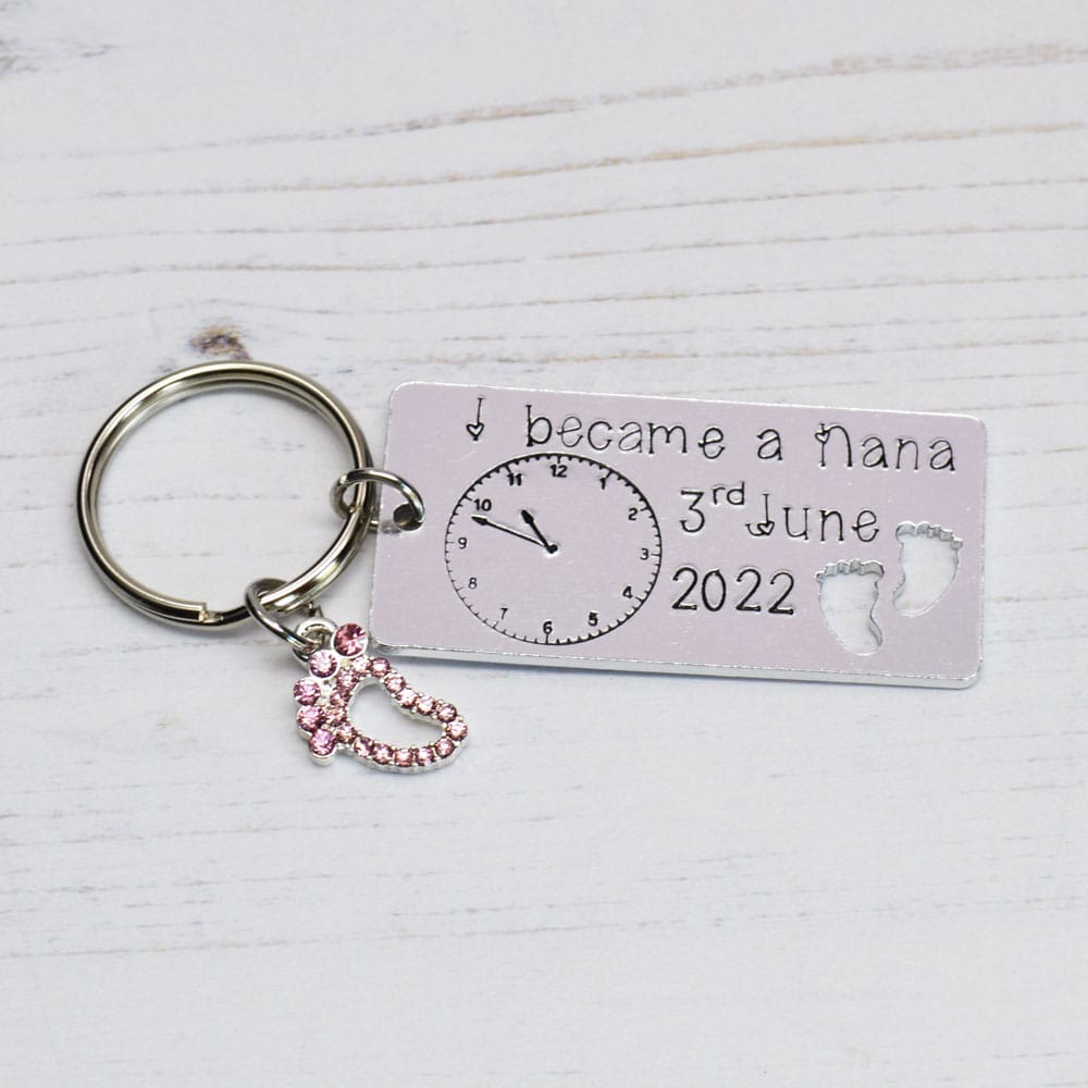 Stamped With Love - I became a Nana personalised Keyring with charm