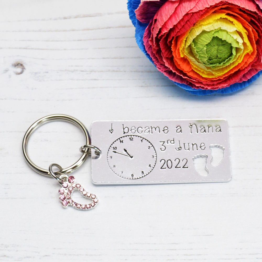 Stamped With Love - I became a Nana personalised Keyring with charm