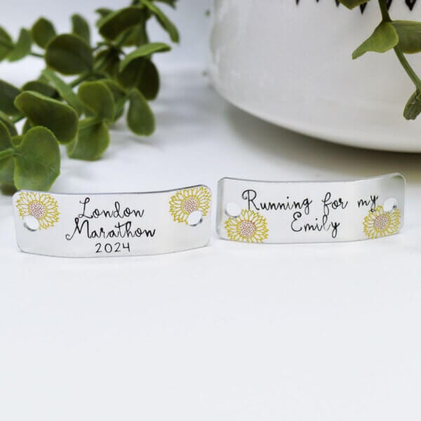 Stamped With Love - London Marathon personalised Sunflower Shoe Tags