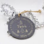 Baby's First Christmas Personalised Slate Bauble