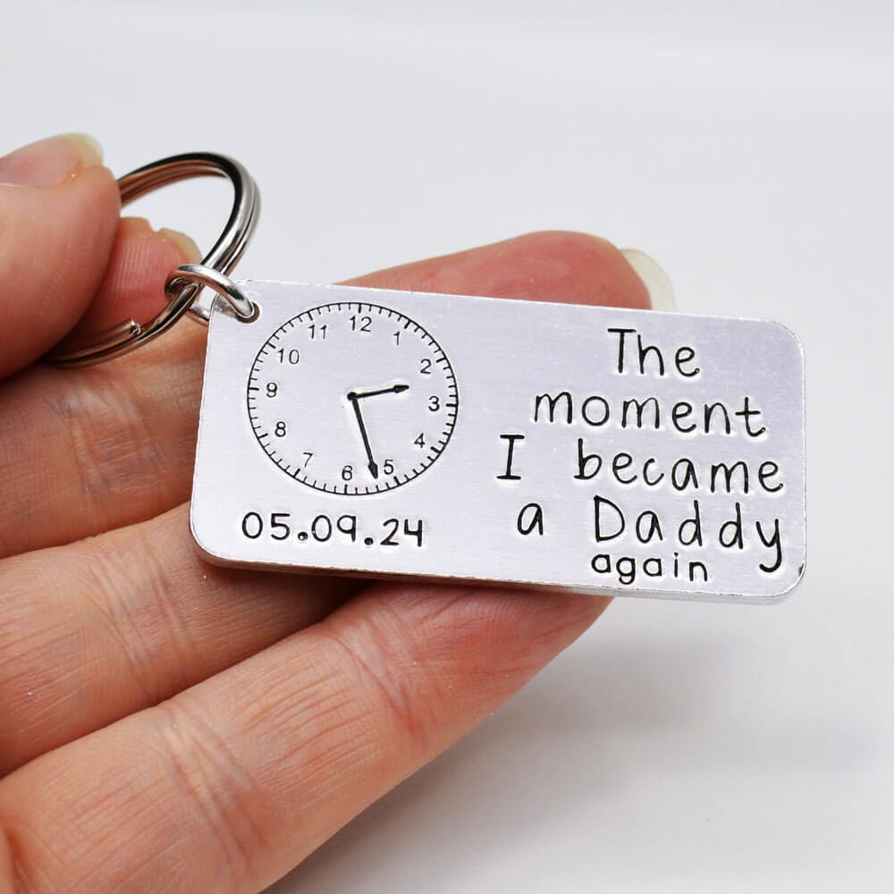 Stamped With Love - The moment I became a Daddy again Personalised Keyring