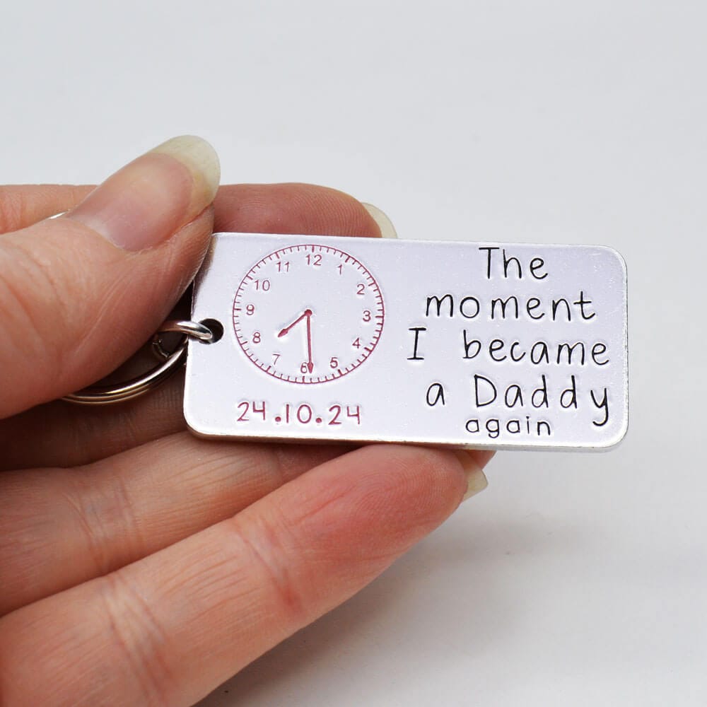 Stamped With Love - The moment I became a Daddy again Personalised Keyring