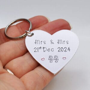 Stamped With Love - Personalised Forever & Always Wedding Heart Keyrings