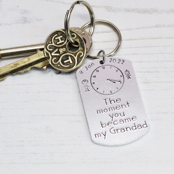 Stamped With Love - The moment you became my Grandad Personalised Keyring