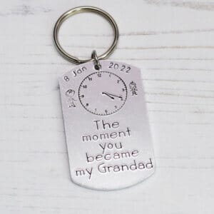 Stamped With Love - The moment you became my Grandad Personalised Keyring