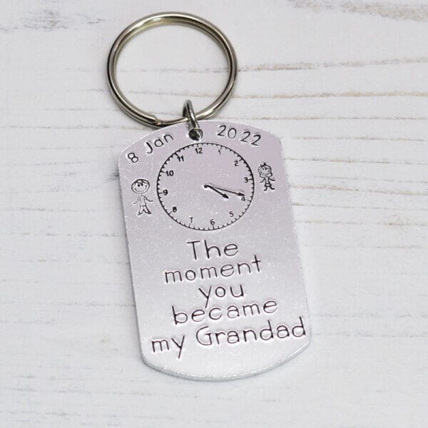 Stamped With Love - The moment you became my Grandad Personalised Keyring